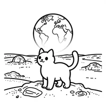 A cat living on the surface of the moon