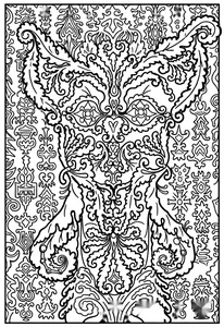 A cat standing on its hind legs, formed by pattern by louis wain