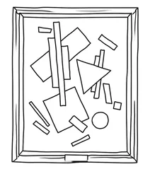 Abstract geometric painting in frame