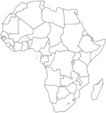 Africa blank map with countries