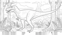 Alioramus altai in prehistoric forest
