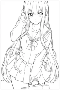 Anime girl in a school uniform
