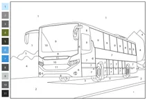 Автобус — розфарбуй за номерами
