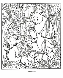 Baloo teaching mowgli and the wolf cubs