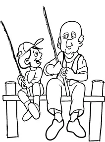 Батько та син ловлять рибу