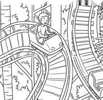 Boy riding a roller coaster