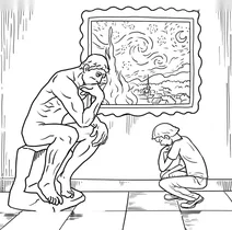 Boy thinking in the museum