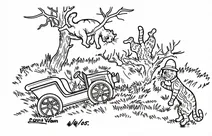 Cat car crash by louis wain