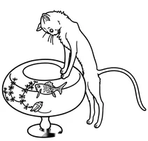 Cat looking into fishbowl