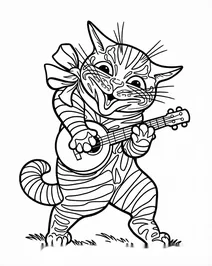 Cat with lute by louis wain