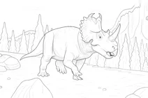 Centrosaurus in prehistoric landscape