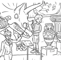 Children at the dinosaur museum