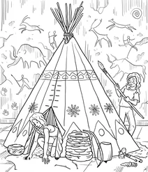 Children in prehistoric camp
