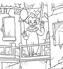 Creepy clown at the haunted house