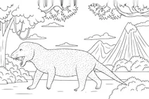 Cynognathus crateronotus in prehistoric landscape