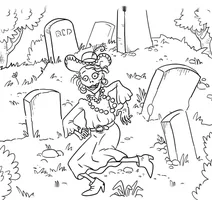 Dancing skeleton in the graveyard