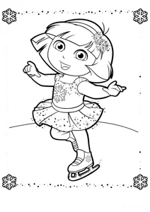 Dasha in a snowflake dress on skates