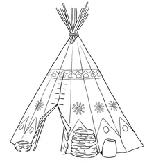 Decorated teepee with baskets