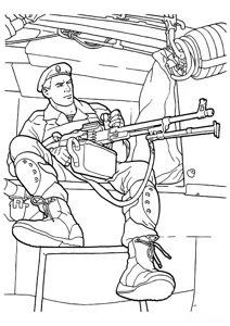 A paratrooper with a machine gun