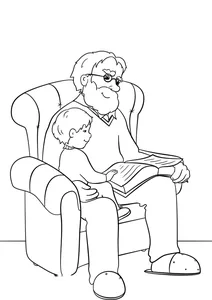 Дідусь читає онуку книгу