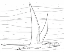 Dimorphodon flying over waves