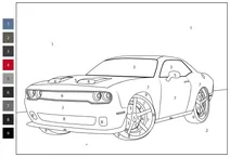Dodge challenger hellcat — розфарбуй за номерами