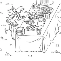 Fairy at the garden party table