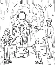 Family at the space museum