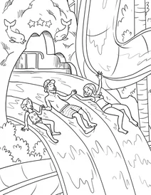 Family fun on the water slide