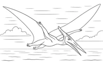 Flying pteranodon over the sea