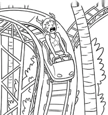 Girl riding a roller coaster
