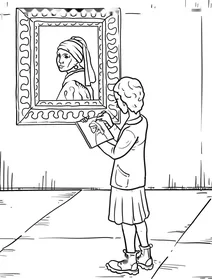 Girl sketching in the museum