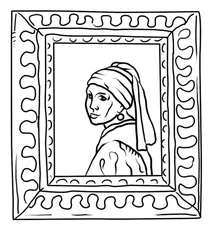 Girl with a pearl earring in museum frame
