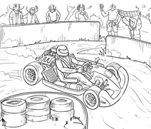 Go kart race with spectators