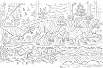 Gorgosaurus chasing corythosaurus