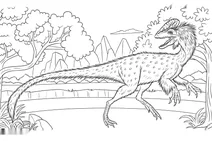 Guanlong wucaii in prehistoric forest