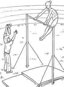 Gymnast on horizontal bar
