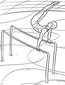 Gymnast on parallel bars
