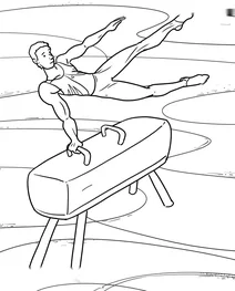 Gymnast on pommel horse