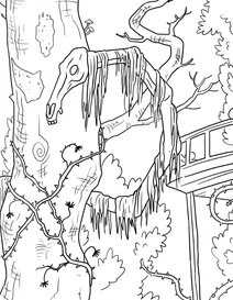 Haunted forest with creepy tree