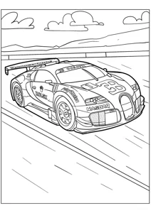 Розмальовка ««Гоночий Бугатті Veyron GTR»»: роздрукувати, завантажити