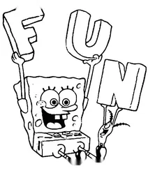 Губка боб із літерами f, u, n. it’s fun! (анг.fun – веселощі )