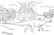Hypsilophodon by volcano