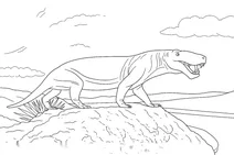 Inostrancevia on a rocky hill