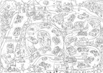 Kart racing assembled poster doodle