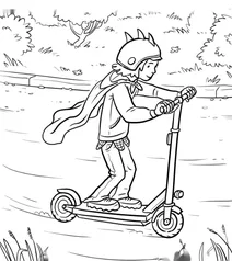 Kid racing on scooter