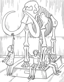 Kids at the mammoth museum exhibit