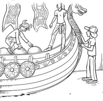 Kids exploring a viking ship exhibit