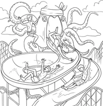 Kids on octopus water slide