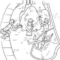 Kids playing at water park